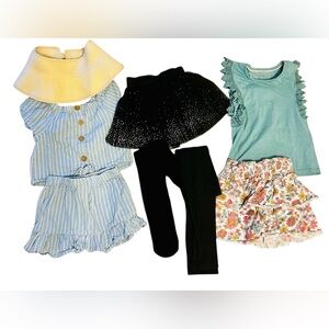 4T Kids' Clothing Set with Blue Top and Floral Skirt